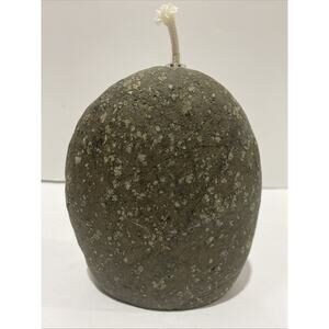 6” Tall Natural River Rock Oil Candle Signed By Artist